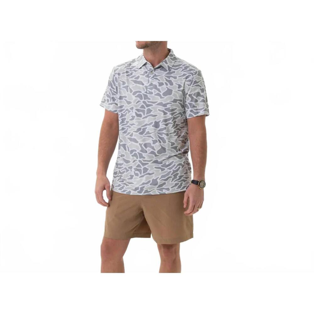 NEW BURLEBO quick dry performance polo in white camo